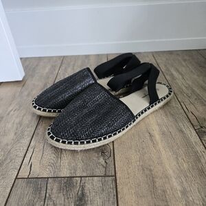 Lily Morgan Womens Size 6 Black Woven Espadrille Sandals